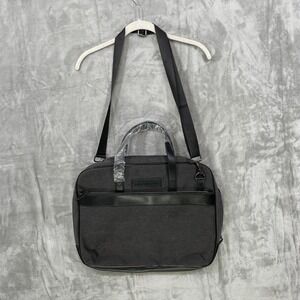 John Varvatos Canvas Tote Lightweight Laptop Messenger Bag  Gray/Black‎ NWOT